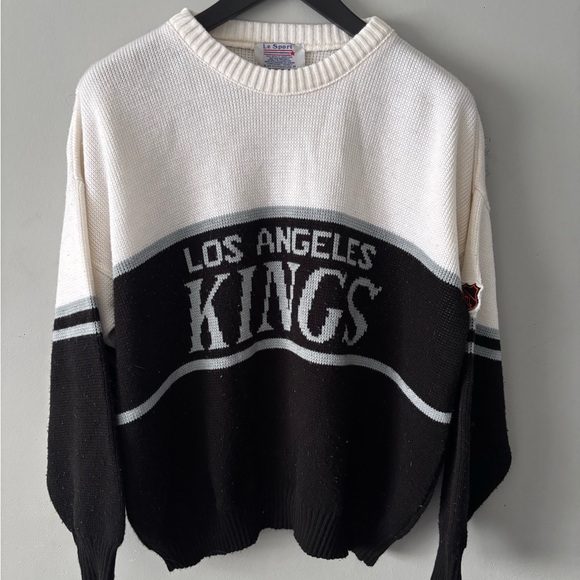 Vintage Sweaters - Vintage Black and White Los Angeles Kings Sweater